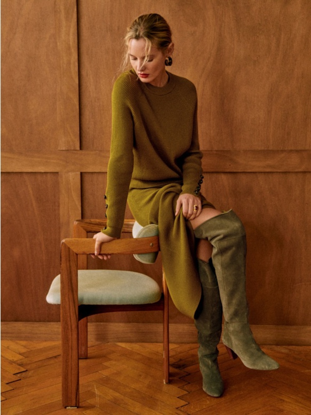 Sézane Nalle Skirt in Olive Green - Picture 7 of 8